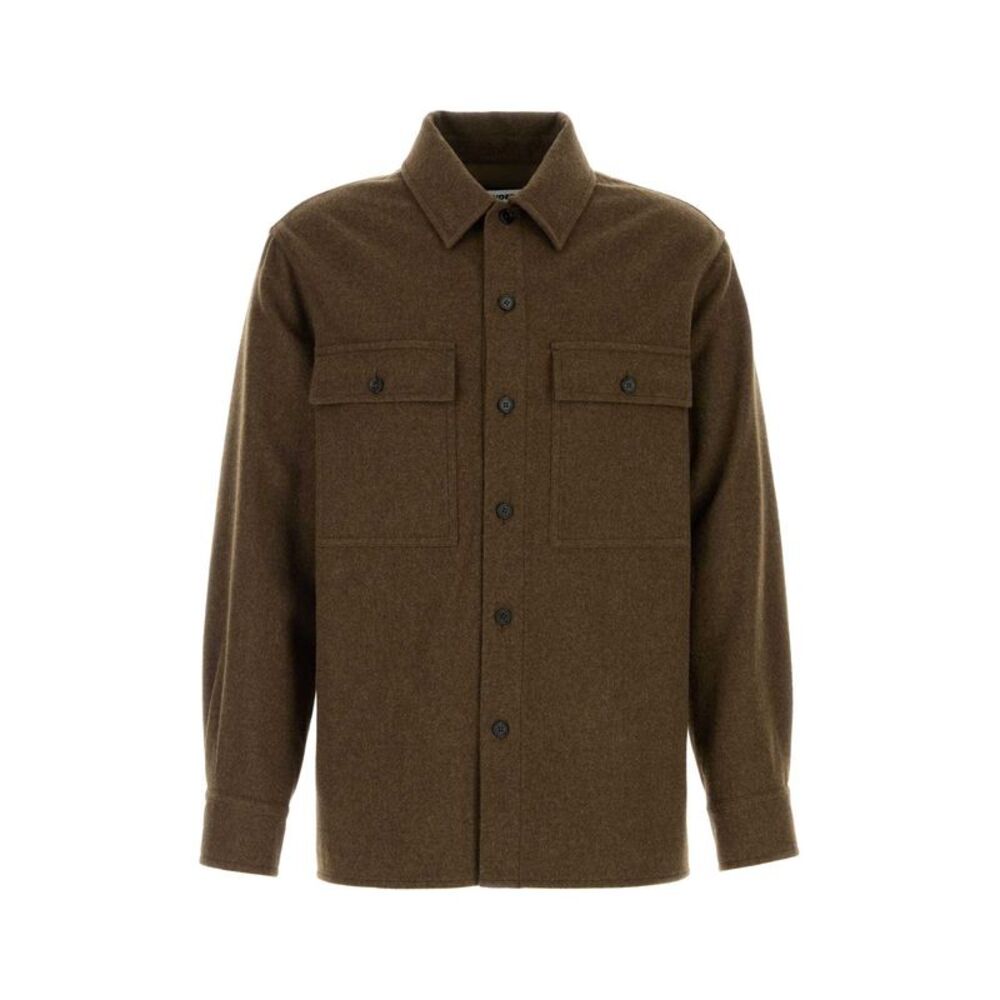 Jil Sander Men Khaki Wool Shirt